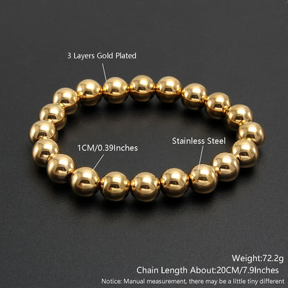 MHS.SUN Trend Stretch Stainless Steel Bracelets Gold Sliver Color 2MM 5MM 8MM Stacked Ball Beaded Bracelet For Women Men Jewelry