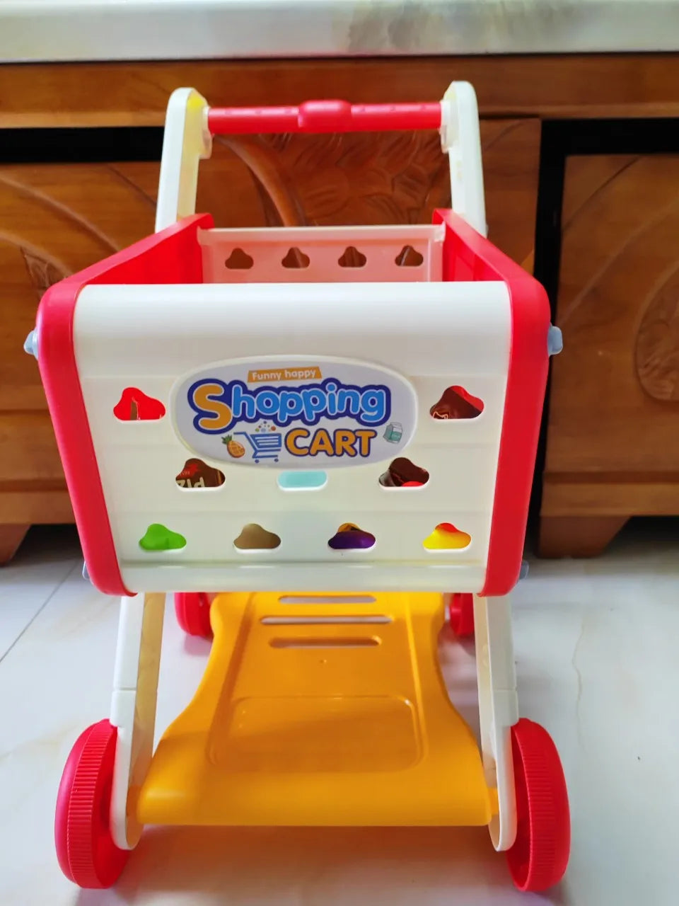 Shopping cart toy baby small trolley children play house fruit cut music kitchen supermarket men and girls Early Education toys.