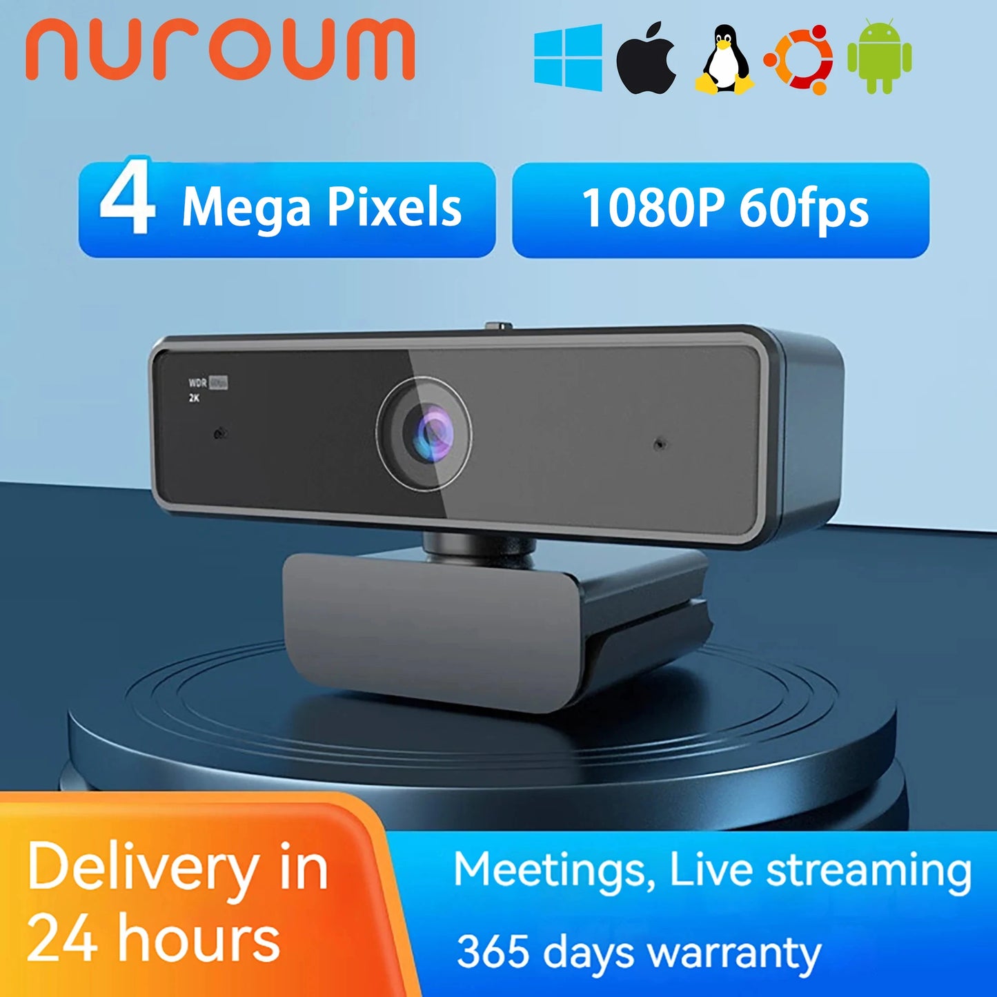 Nuroum V11 High Quality 1080p 60fps Full Hd Plug And Play Computer Usb Web Camera Mini Webcam 2K For Pc Laptop With Microphone.