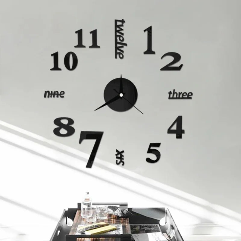3D Große Wanduhr DIY Spiegel Wand Aufkleber Für Home Wohnzimmer Dekor Rahmenlose Quarzuhren Selbstklebende Hängende Uhren