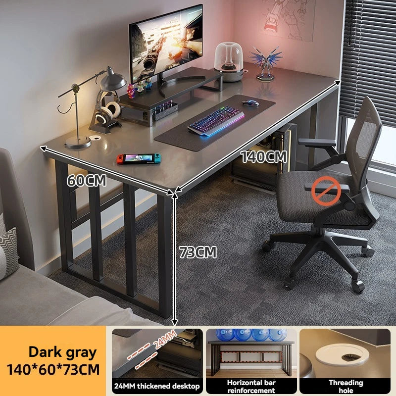 Computertisch, Desktop, Schlafzimmer zu Hause, Schülerlernen, Schreiben, Internet-Netzwerk, roter E-Sport-Schreibtisch, Miethaus, einfaches Büro