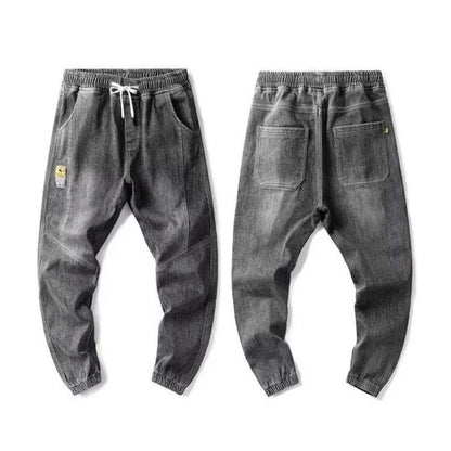 Men Jeans Elastic Tie Up Harem Denim Pants Male Bound Feet Designer Cargo Joggers Denim Trousers Daily Narrow Leg Casual Jeans.