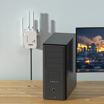 1200Mbps WiFi Signal Booster Wireless WiFi Repeater with WAN/LAN Port Dual-Band 2.4/5G WiFi Signal Amplifier WIFI Range Extender.