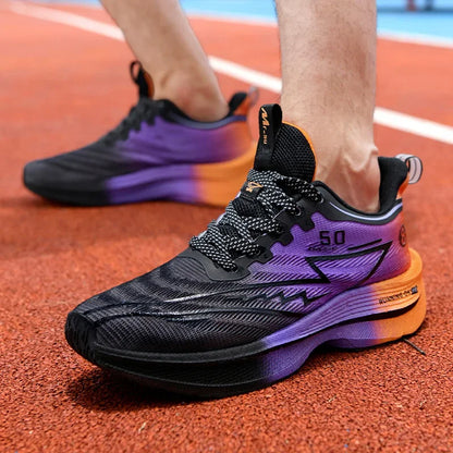 Men Sport Shoes Professional Cushioned Carbon Plate Running Shoes Breathable Lace-up Casual Sneakers Marathon Athletic Footwear.