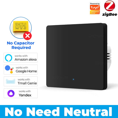 1/2/3gang Tuya EU Zigbee3.0 Smart Switch Kein Neutralleiter Wandlichtschalter Push Button Smart Life APP Funktioniert mit Alexa Google