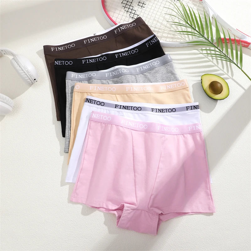 3Pcs Women's Panties Cotton Seamless Sports Boxers Underwear Female Solid Color Briefs Lingerie Intimate Underpant Finetoo S-XXL.
