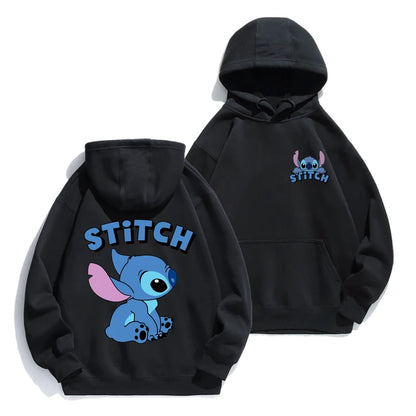 Stitch Hoodie Disney Autumn and Winter Cartoon Anime Long Sleeved Loose Fitting Clothes Couple Outfit Jacket.