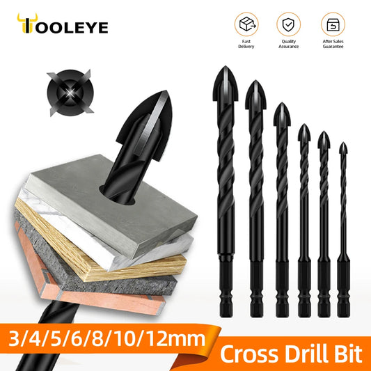 TOOLEYE Kreuz Hex Bohrer Set Für Beton Porzellan Fliesen Glas Metall Multifunktions Bohrer Bits Kit Power Werkzeuge Bohren Bohrer