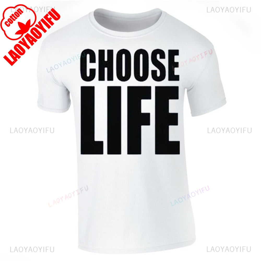 Choose Life Wham Retro 80s 80's Simple Letters T Shirt Woman Man Summer Music Festival High Quality Cotton Printed T-shirt.