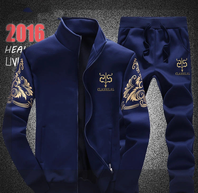 FGKKS 2023 Fashion Sports Men Sets Printed Hoodies Sweatshirt+Sweatpants Suit Mens 2 Pieces Sets Slim Tracksuit Male.