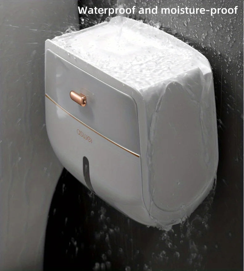 1 Stück Toilettenpapierhalter ohne Bohren, Badezimmer-Organizer |   Selbstklebende Wandhalterung für Taschentücher/Tücher, Badezimmer-Taschentuchabgabe