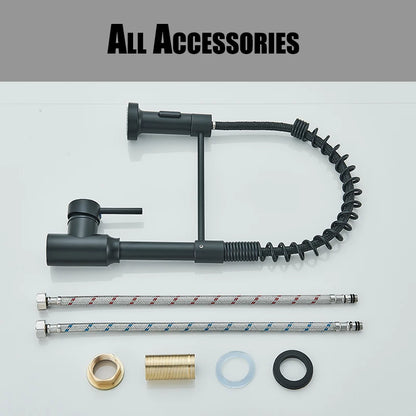 Spring Pull Down Kitchen Faucets Stream Spray Head Hot Cold Water Tap Stainless steel Rotation Kitchen Mixer Tap Crane