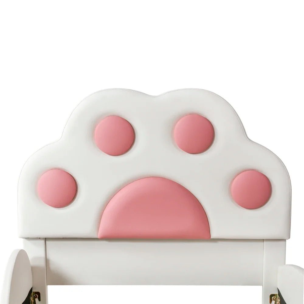 Cartoon süßes rosa Prinzessinnenbett, gepolstertes Bett, 90 x 200 cm, mit Kinderrutsche und zweistufiger Leiter, für Mädchenschlafzimmer