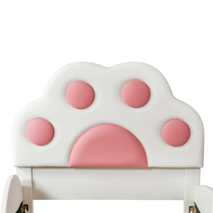 Cartoon süßes rosa Prinzessinnenbett, gepolstertes Bett, 90 x 200 cm, mit Kinderrutsche und zweistufiger Leiter, für Mädchenschlafzimmer