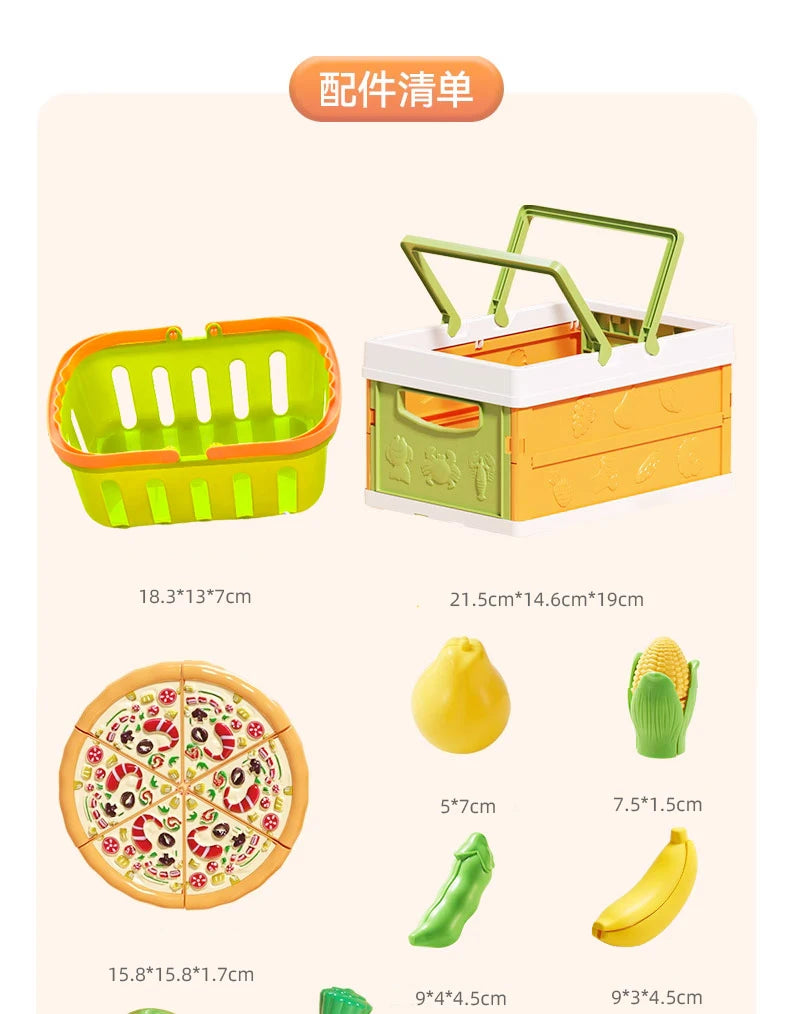 Children's Kitchen Toy Set Simulated Kitchen Cutting Cookware Simulated Fruits Cutting Toys Cooking Accessories for Kids Gift.