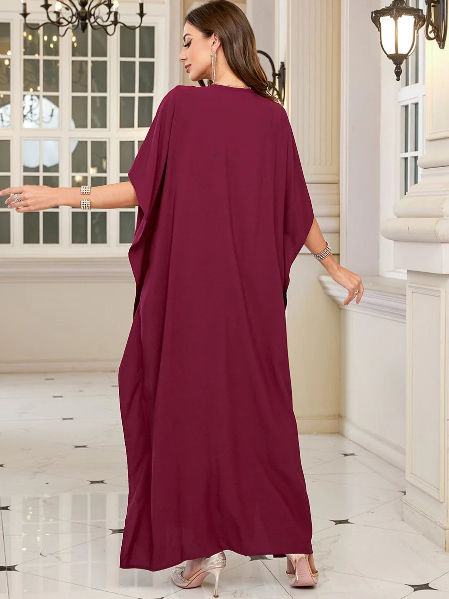 Frauen bestickte lange Kaftane Plus Size Kaftan Kleider Strand Badeanzug Cover Up Moomoo Kleid marokkanische Robe