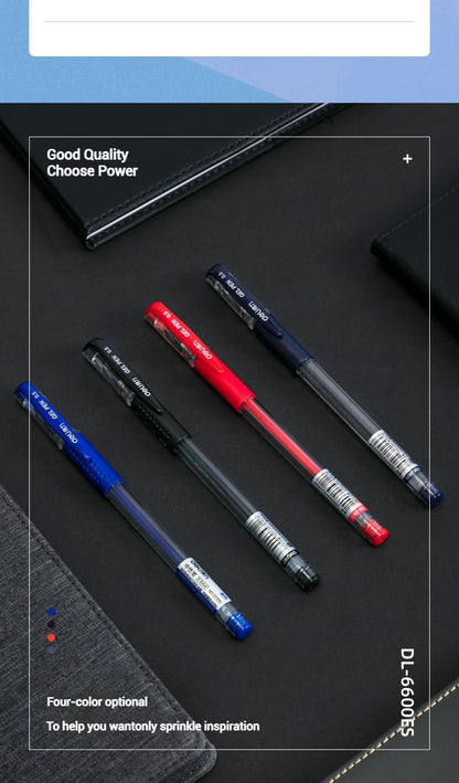 Deli 12er-Pack Gelschreiber-Set, 0,5 mm Kugelschreiber, Schwarz, Blau, Rot, Tintenfarben, Schreibutensilien für Schule, Büro, Schreibwaren