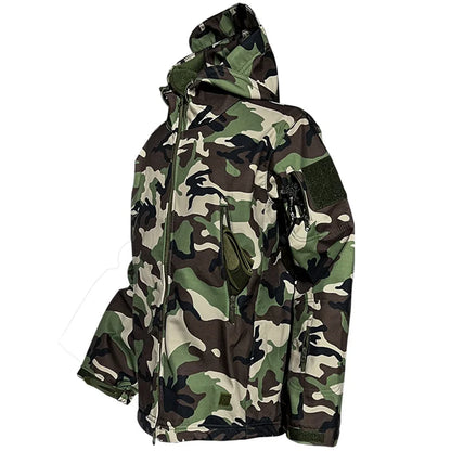 Mens Winter Outdoor Oversized Softshell Jackets Waterproof Zipper Hunting Clothes Fleece Lining Windbreaker Tactical Pocket Coat.