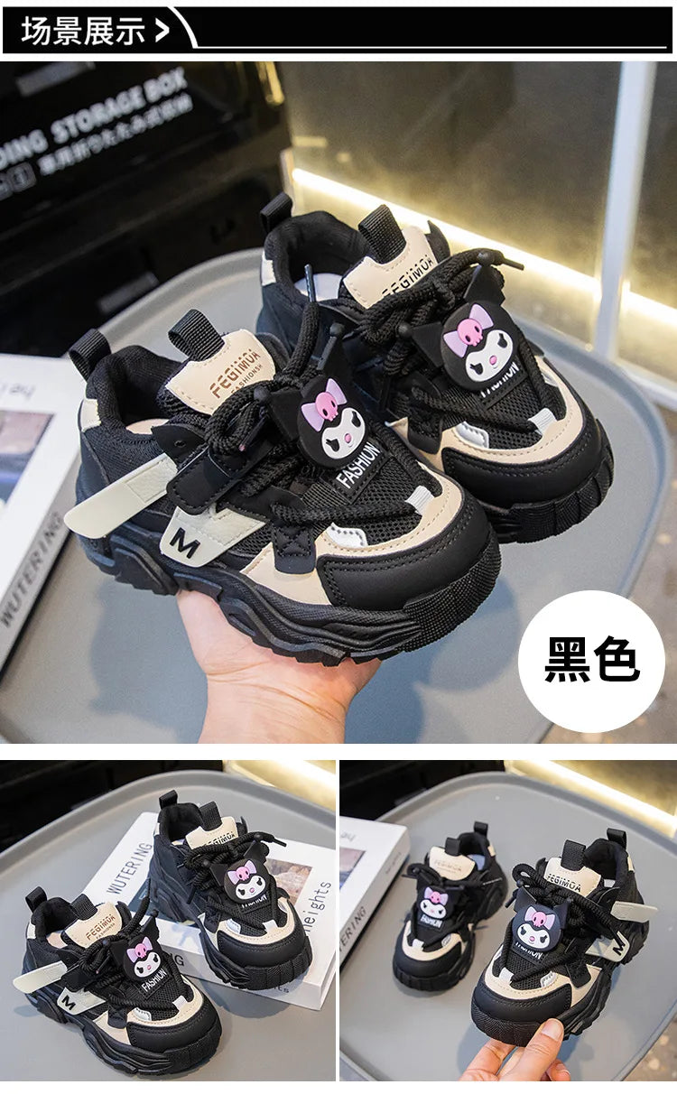 Anime Girls Kuromi Autumn New Board Shoes Sanrio Sports Dad Shoes Children Cartoon Kawaii Comfortable Breathable Casual Shoes.