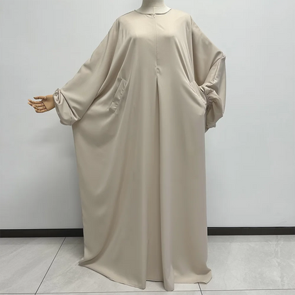 Butterfly Abaya with Pockets Front Zipper Breastfeeding Friendly Eid Ramadan Islamic Muslim Women Modest Dress Prayer Nida Abaya.
