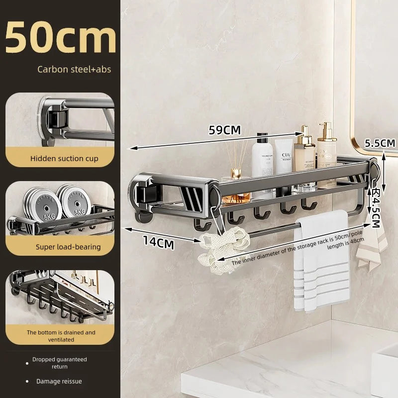 Versteckter Aufbewahrungsregal mit Saugnapf, Aufbewahrungskorb für Badezimmer und Toilette, lochfreie Wandaufbewahrung für Toilettenspüle