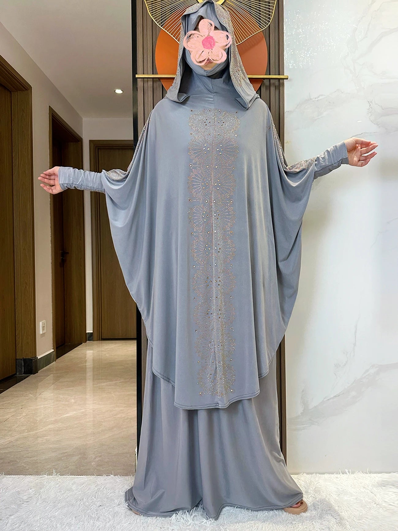 New Two Piece Set Solid Jilbab Prayer Muslim Abaya Set Women Prayer Garment Dress Hijab Long Khimar Skirt Sets Islamic Ramadan.