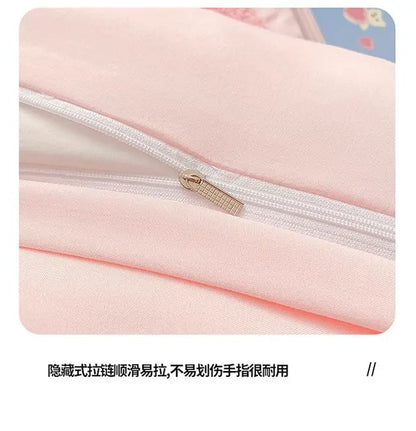 Ins Girly Heart Towel Embroidery Bedding Four-piece Set Soft Washed Cotton Bed Sheet Quilt Cover Three-piece Set.