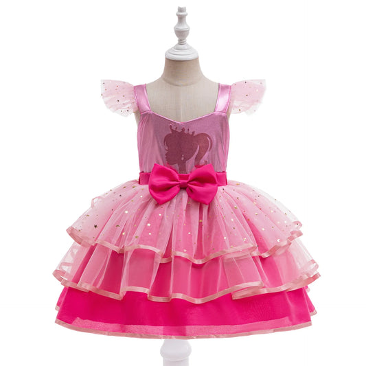 Baby Mädchen Kleider Barbie Prinzessin Cosplay Mädchen Rock Mesh Flauschigen Geburtstag Party Kleid Halloween Leistung Kleid Kinder Kleidung