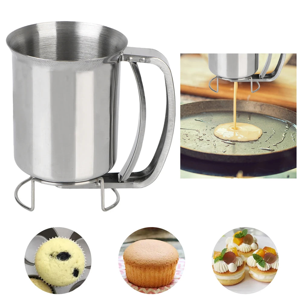 Kitchen Tool Cake Cupcake Dough Dispenser Funnels Piston Funnel With Support Batter Dispenser Baking Tools Stainless Steel.