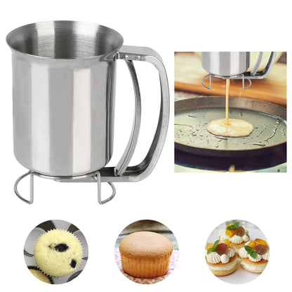 Kitchen Tool Cake Cupcake Dough Dispenser Funnels Piston Funnel With Support Batter Dispenser Baking Tools Stainless Steel.