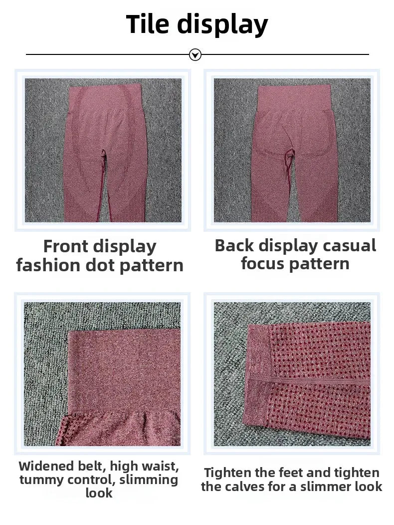 Seamless Dot Dot Yoga Suit High Waist Outdoor Sports Vest Running Quick Dry Top Fitness Yoga Pants Set Exercise Workout Clothes.