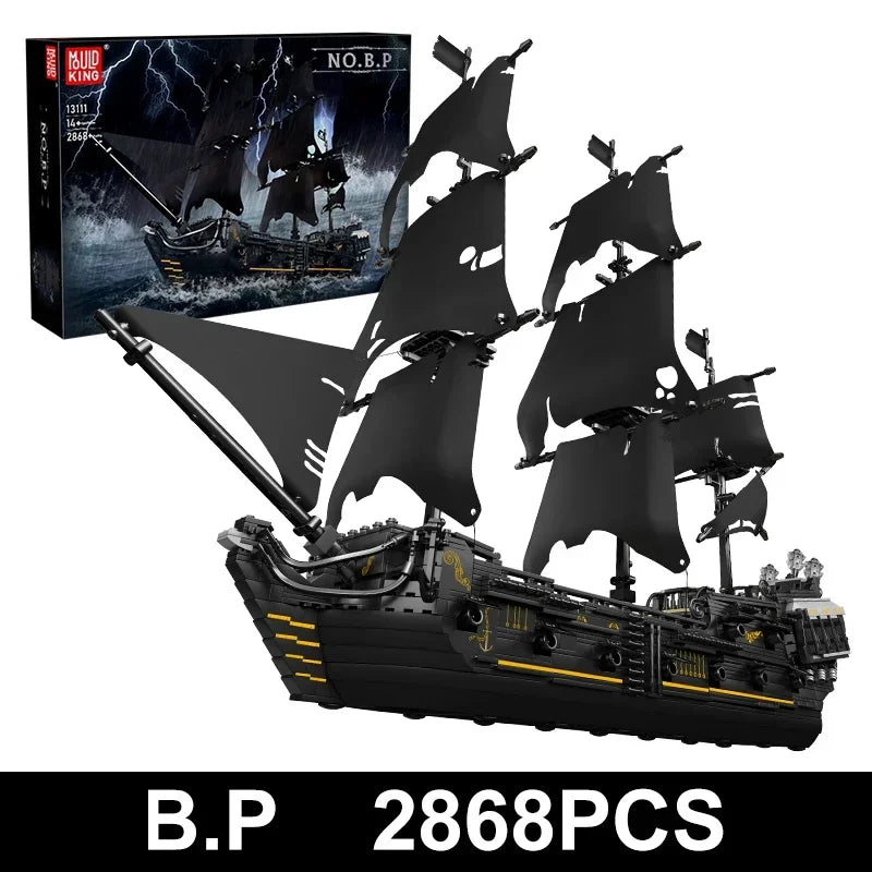 Mould King 13111 13199 Movie Toys The MOC Black Pearl Pirate Ship Model Assembly 16006 Building Block Brick Kids Christmas Gifts.