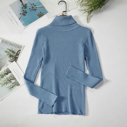 2025 Women Autumn Winter Casual Tops Women Turtleneck Sweater Knitted Soft Pullovers Cashmere Jumpers Basic Solid Soft Sweaters