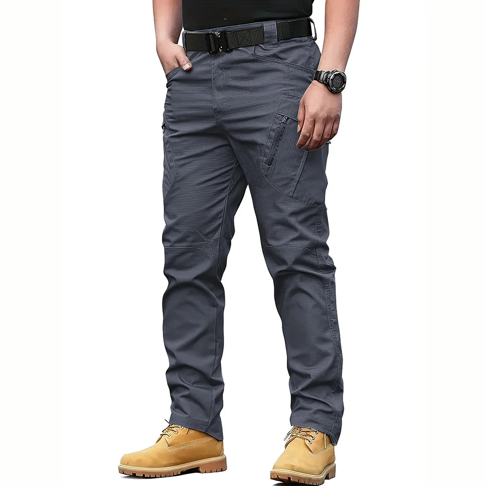 Men's multifunctional pocket tactical pants, wear-resistant Cargo Pants, water repellent, suitable for hiking and outdoor work.