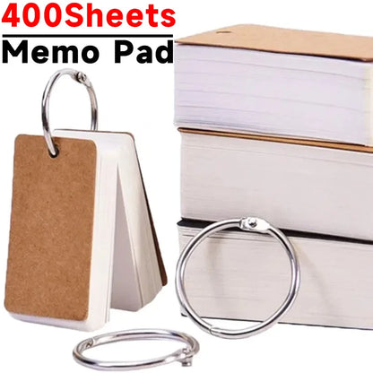 400/100 Blatt Kraftpapier, leere Karteikarten mit Binderingen, Spiralnotizblöcke, Mini-Notizbücher, Lernkarten, Buch, Kawaii-Briefpapier.