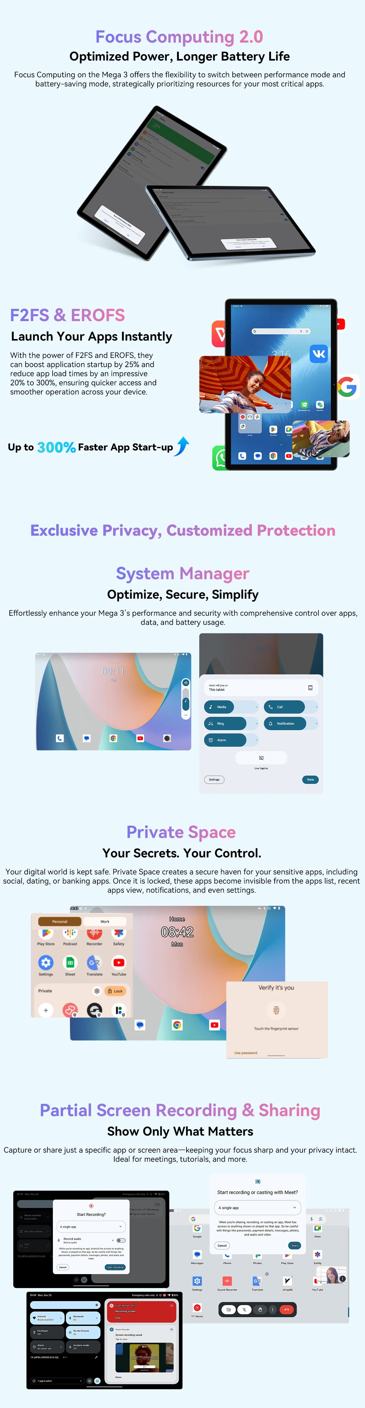 Blackview Mega 3 [No EU Charger] Tablet 8800mAh 36(12+24)GB+256GB 12.1" FHD 50MP+13MP Android 15 90Hz Dual SIM 4G 1080P IPS