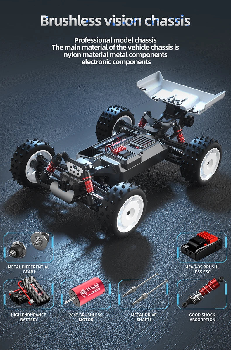 Teeggi S911 PRO 1:16 RC Racing Car 4WD RC CAR 70KM/H High Speed Off-Road Car 2.4G Remote Controller Toy For Children Gifts.