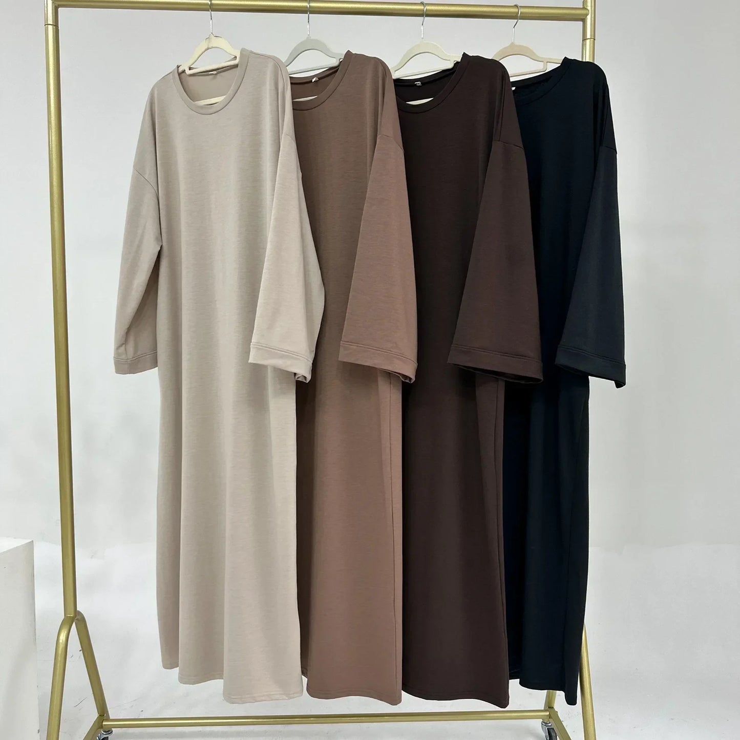 Casual Muslim Abaya Sweatshirt Long Dress for Women Daily Wear Plain Loose Abayas Islam Clothing Ramadan Eid Dubai Turkey Arabic