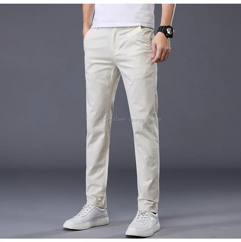 Thin Men's Pants Classic 7 Colors Summer New Casual Pant Business Fashion Stretch Cotton Slim Brand Male Trousers.