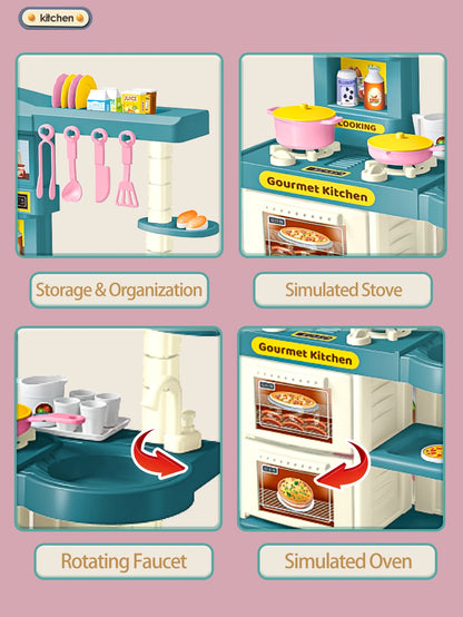 Kitchen Mini Play Cooking Set, Cutting Play Food Toys Pretend Play Pots Milk Bread Pans Early Educational for kids.