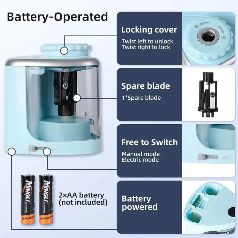 Elektrischer automatischer Bleistift spitzer für Studenten, spiralförmiger Stahl klingens chärfer für Künstler, Buntstifte für Kinder und Erwachsene.