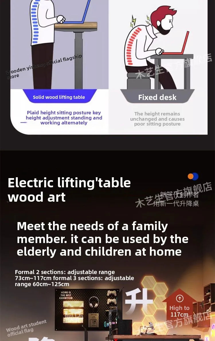 Elektrischer höhenverstellbarer intelligenter Stehschreibtisch, Computer-Workstation, Heimbüro, Gaming-Tisch, Arbeitszimmer, Schreibtisch, Desktop-Computer