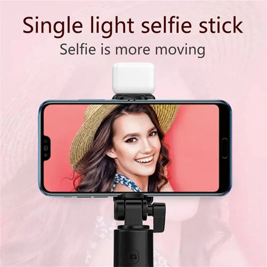 Portable Bluetooth Selfie Stick Tripod Holder with Remote Shutter Fill Light Extendable Wireless Remote Retractable Phone Stand.