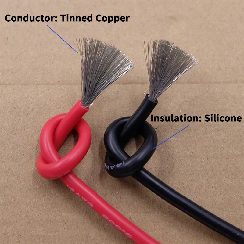 Soft Silicone Cable Auto Car Battery Automotive Wiring 30 28 26 22 20 18 16 14 12 8AWG Heat-resistant Electrical Wire Red Black.