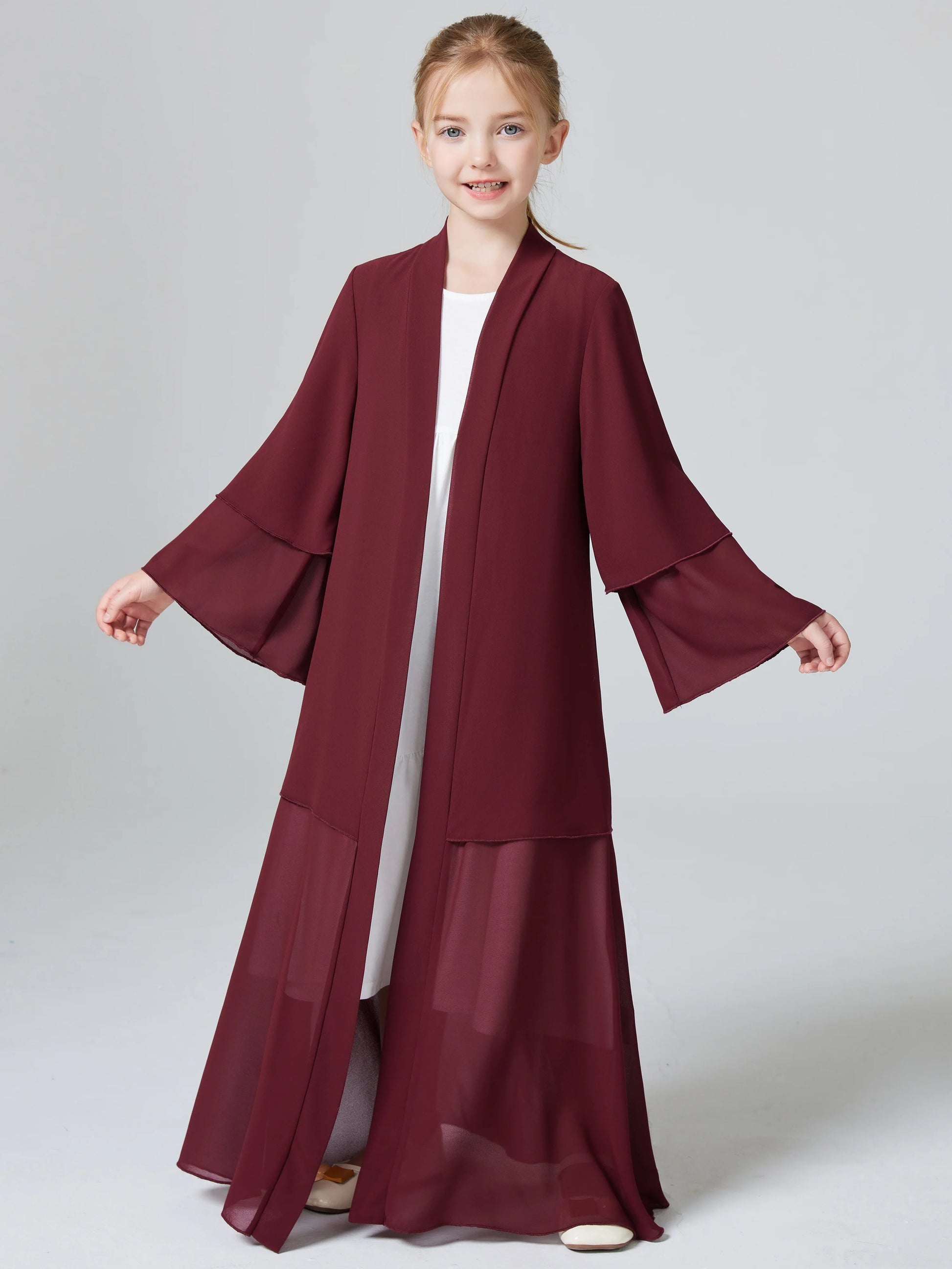 Ramadan  Muslim kids Girls Abaya Solid Long Kaftan abaya enfant Robe Dress Kebaya Kids Clothes For Gift (Without Hijab).