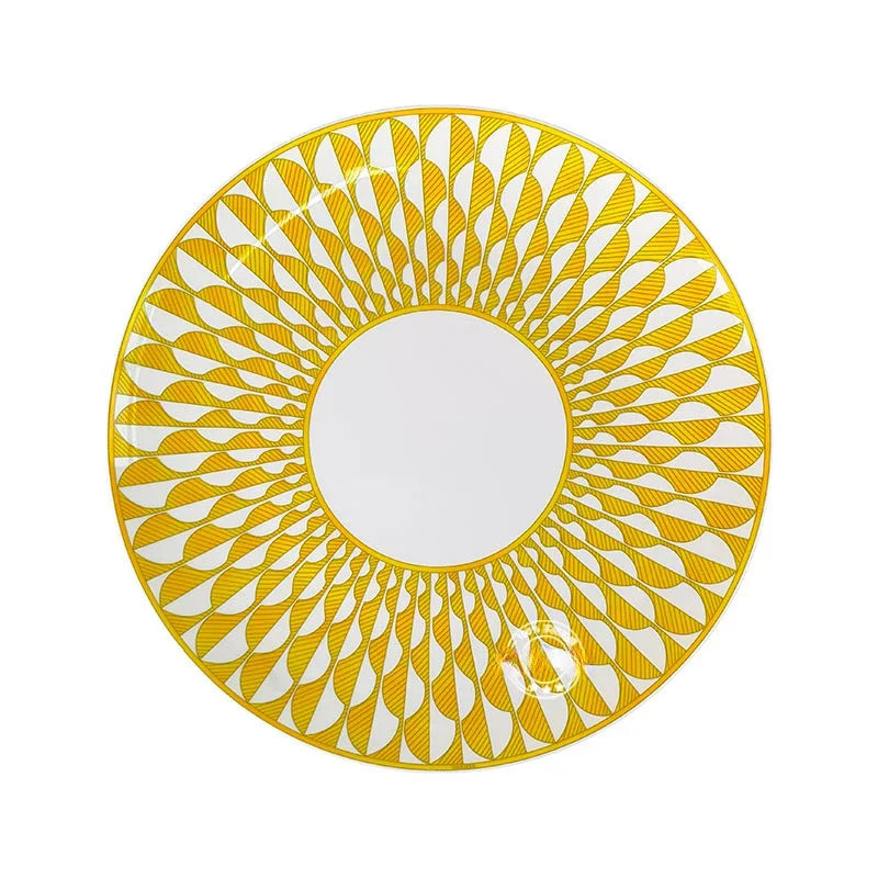 European style tableware, bone china, geometric creativity, home style steak plate dining plate, sunshine cup and plate set gift.
