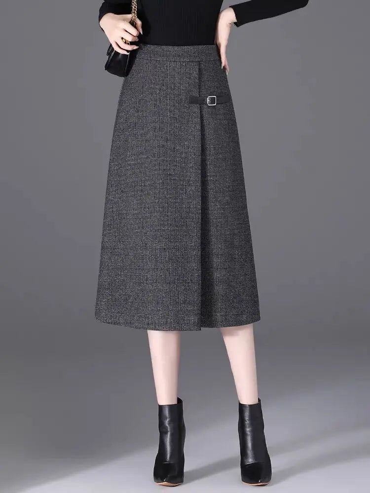 2025 Autumn New All-match Fashionable High Waist A-line Skirt Women Clothes Office Lady Simplicity Irregular Slim Skirts Ladies.