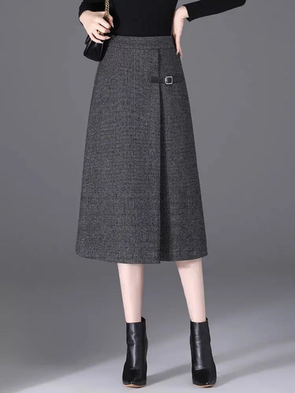 2025 Autumn New All-match Fashionable High Waist A-line Skirt Women Clothes Office Lady Simplicity Irregular Slim Skirts Ladies.