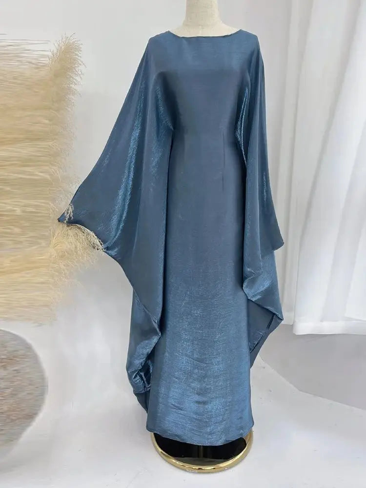 Ramadan Satin Abaya Islam Muslim Summer Batwing Sleeve Maxi Dress Kebaya Abayas For Women Kaftan Robe Musulmane Femme Vestidos