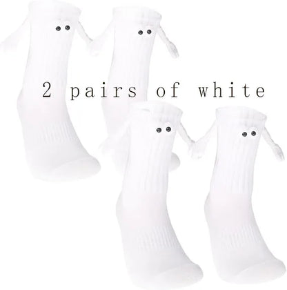 Funny Adult Socks Magnetic Hand in Hand Solid Color Cartoon Couple Socks Holiday Party Gifts for All Seasons